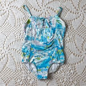 Lilly Pulitzer Girls 4 Years Postcards from Positano Blue One Piece Swimsuit